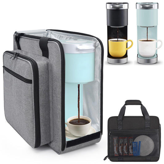 Anitor Portable Carrying Coffee Maker Travel Bag Match for Keurig K-Mini/K-Mini Plus/K-Express, Single Serve Coffee Machine Travel Bag with Padded Shoulder Straps Includes Multiple Storage Bags, Black