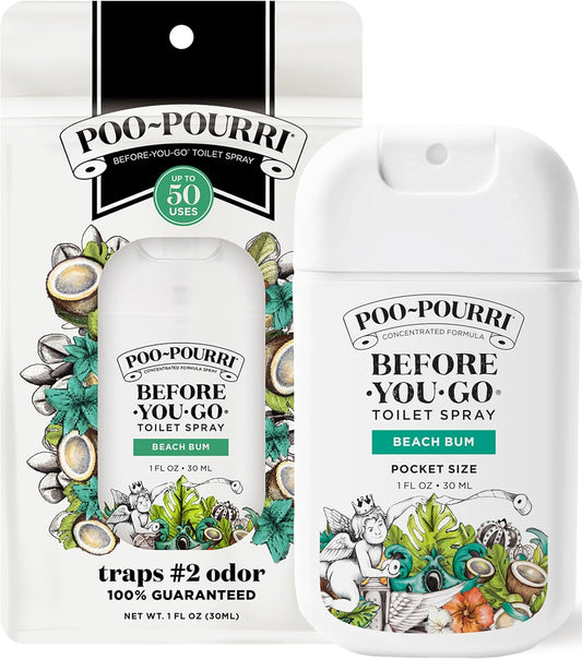 Poo-Pourri Pocket Toilet Spray - Travel Essential for On-The-Go Odor Control | Beach Bum, 1 Fl Oz