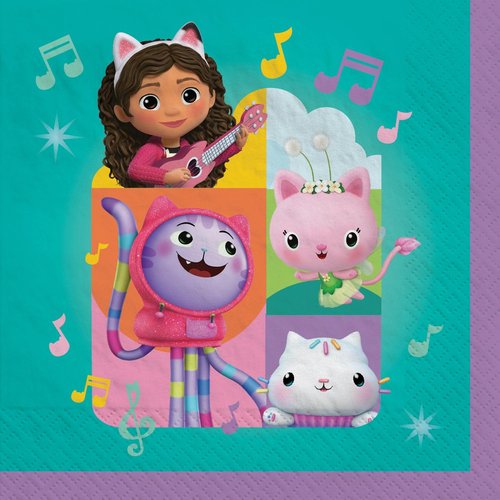 Gabby's Dollhouse Paper Party Napkins - 5" x 5" | Multi-color | Pack of 16