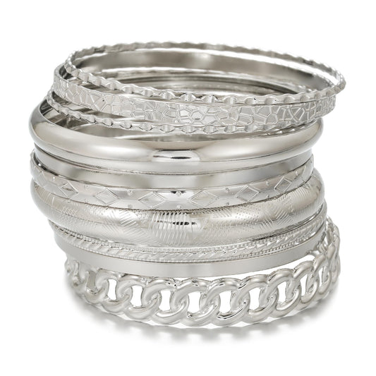 AYWFCBF Silver Bangles for Women, 10 Pcs Boho Stackable Bracelets Multi Layer Textured Chunky Bracelets Jewelry Set for Women