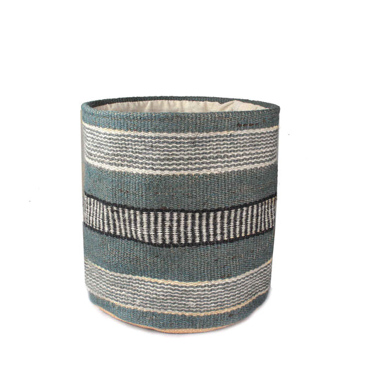 Jute Planter Basket Modern Woven Basket for 8" Flower Pot Floor Indoor Planters, 10” x 10” Storage Organizer Basket Rustic Home Decor, Boho Storage Earth-Friendly Planter (10x10 Inches, Sky Strip 25)