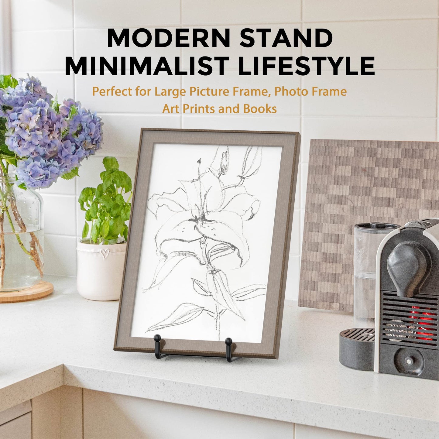 TR-LIFE 3 Pack 10 Inch Large Plate Stands for Display - Metal Plate Holder Display Stand + Picture Frame Holder Stand + Small Easels for Decorative Plate, Platter, Book, Plaques, Photo, Tabletop Art