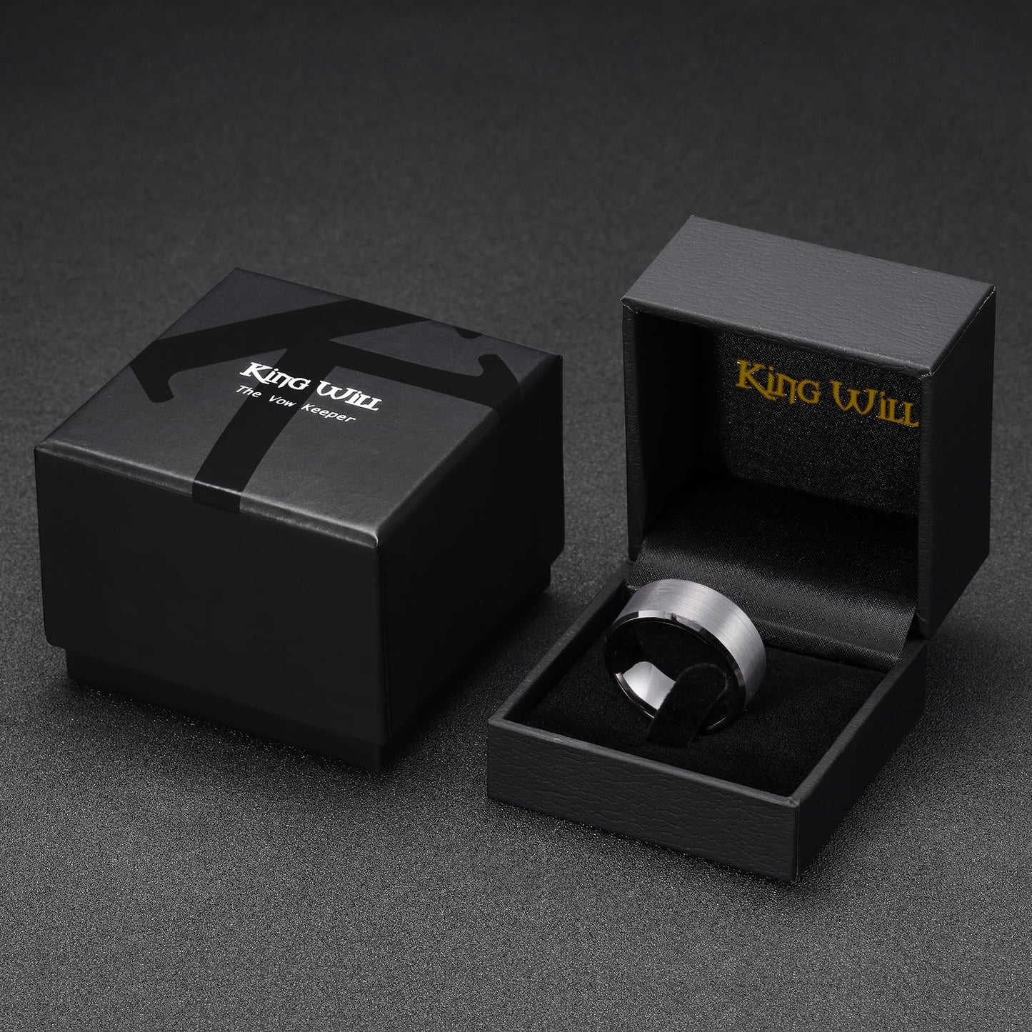 King Will 10mm Tungsten Wedding Band for Men - Gunmetal, Comfort Fit, Size 14
