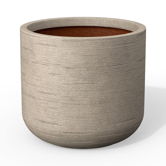Kante 21.7 Inch Dia Cylindrical Planter with Organic Texture, Large Round Plant Pot with Drainage Hole, Weathered Concrete Finish with Painted Interior, Ideal for Succulent, Flowers, Trees, Shrubs