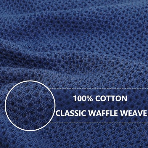 Homaxy Kitchen Dish Towels - Ultra Soft 100% Cotton Waffle Weave, Quick Drying, 13 x 28 Inches, Navy Blue - 6-Pack