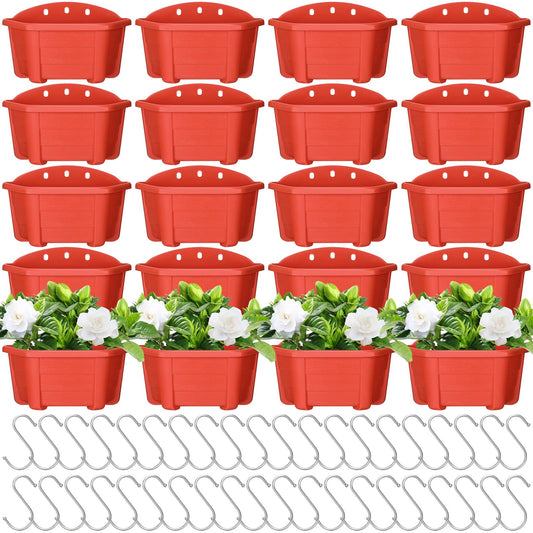Rtteri 20 Pack Wall Hanging Planters, 9.8 Inch Plastic Flower Pots for Railing Fence, Wall Plant Basket for Balcony Fence Garden Yard Home Indoor Outdoor Decor