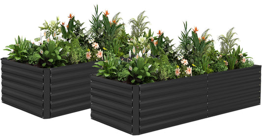 NAVINE 8x4x2 ft Raised Garden Bed, Large Metal Planter Raised Beds, Planters for Outdoor Plants for Vegetables, Flowers, Herbs, Fruits, and Succulents.(2 Pcs)