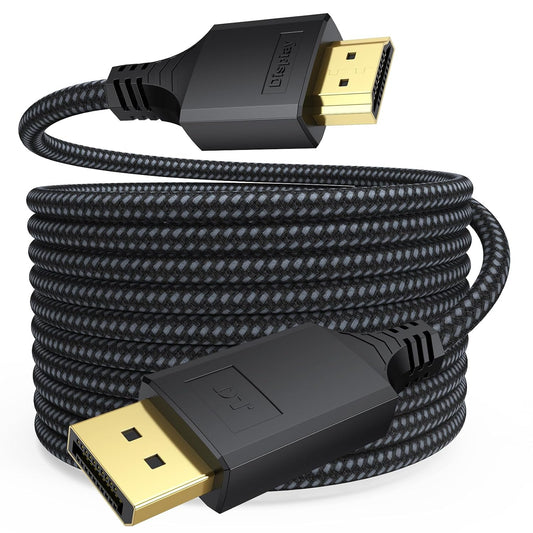 15Ft (4K@30Hz 1080P@120Hz) 15 Display Port to HDMI Cable Long, DisplayPort DP to HDMI One-Direction Cord Feet