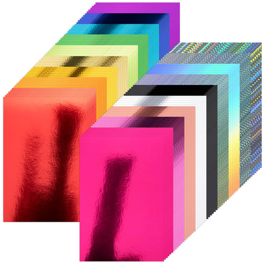 108 Pack Metallic Cardstock Paper Sheets, 8" x 12" Color Foil Mirror Shimmering Paper 250gsm/92lb For Arts and Crafts, Decorative, Weddings & Birthdays Invitations, Scrapbook Supplies