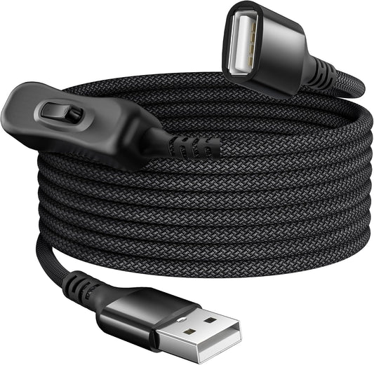 3.3FT/1M,Inline Itramax USB On Off Switch Cable,USB Extension Cable Support Data and Power Power Switch,Male to Female