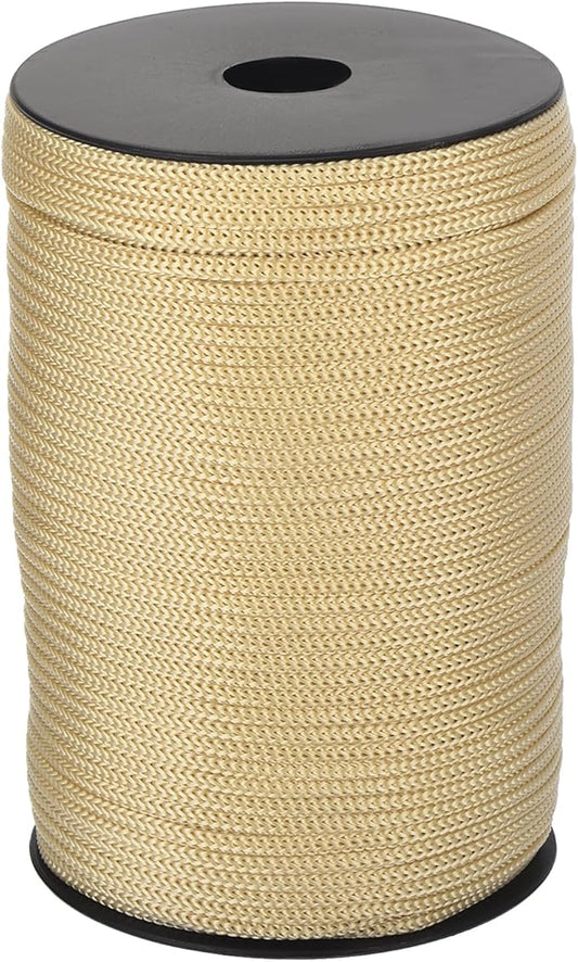 MECCANIXITY 5/32 Inch Polypropylene Rope Braided Ropes, 328ft Camping Rope Hollow Utility Cord for Clothesline, Hiking, Outdoor, Khaki