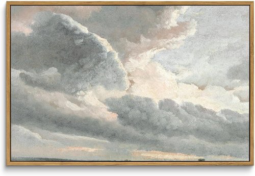 InSimSea Framed Canvas Wall Art - Vintage Nature Decor with Sky Clouds Sunset | Large 16"x24" Prints for Living Room & Bedroom