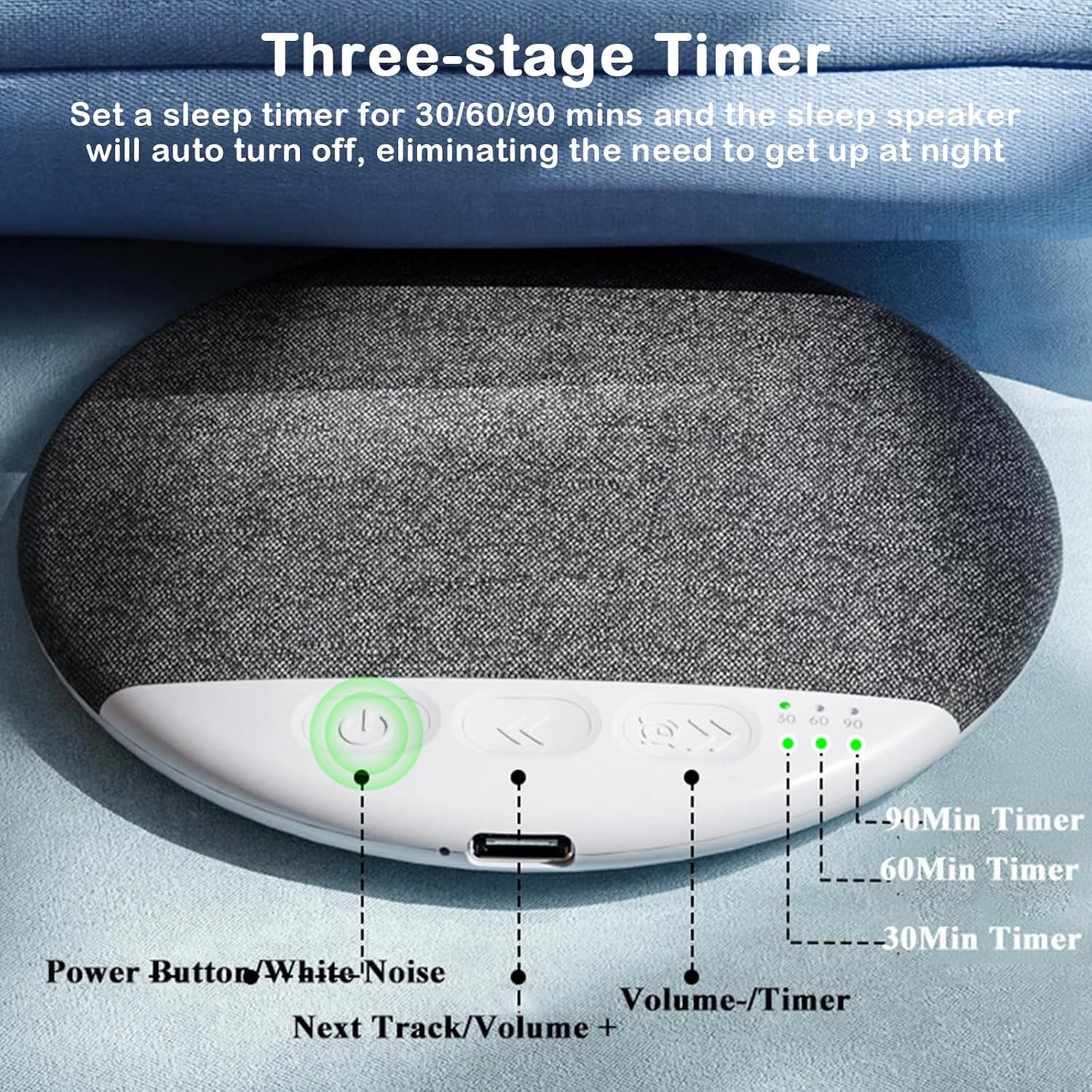 Generic 2 Pack S1 (Blue*1) Bluetooth Pillow Speaker for Sleeping, Ultra-Thin Bluetooth Pillow Speaker with White Noise