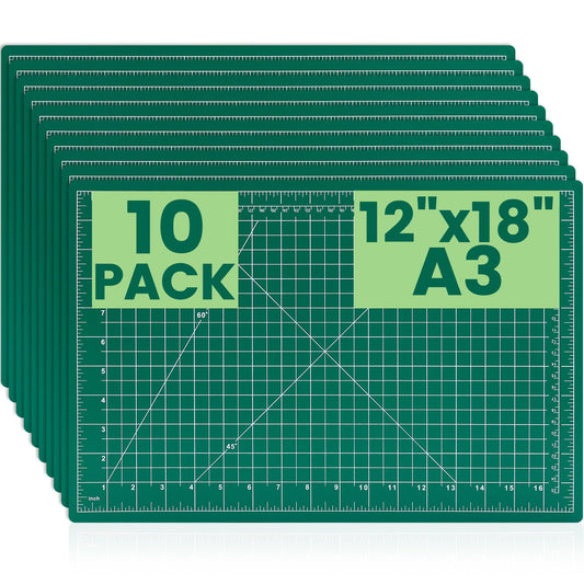 CLOYAN Cutting Mat 12"x18", 10 Pack Double-Sided 5-Ply Self Healing Sewing Cutting Mat, Cutting Mats Board for Crafts-Sewing, Fabric, Quilting, Scrapbooking Project