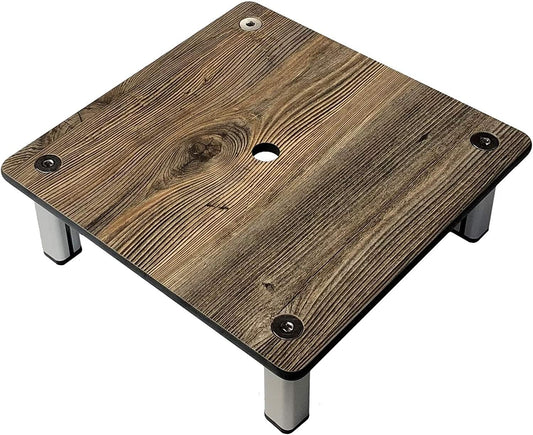Foreman Potted Plant Stand with Legs (12"x12"x4") Indoor Outdoor Heavy Duty Versatile Use Weather Resistant Square Plant Support with 10 Year Warranty - Amaretto Pine Wood Grain Pattern