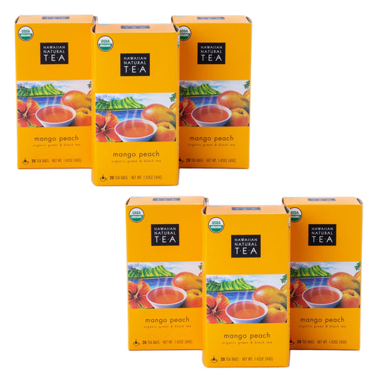 Hawaiian Natural Tea Mango Peach Flavored Organic Tea - Tropical Fruit Green and Black Tea Blend - Perfect Daily Cup & Gift for Special Occasions - 120 Tea Bags
