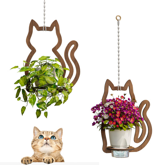 EIGEN Hanging Planters for Indoor Plants - with Self Watering Pots for Indoor Plants (Included), Comes with Macrame Plant Hanger Cord, Cat Decor Planters with Plant Pots (2 Set)