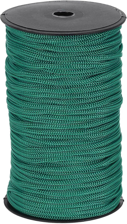 MECCANIXITY 3/16 Inch Polypropylene Rope Braided Ropes, 328ft Nylon Rope Hollow Utility Cord for Clothesline, Camping, Hiking, Outdoor, Ink Green