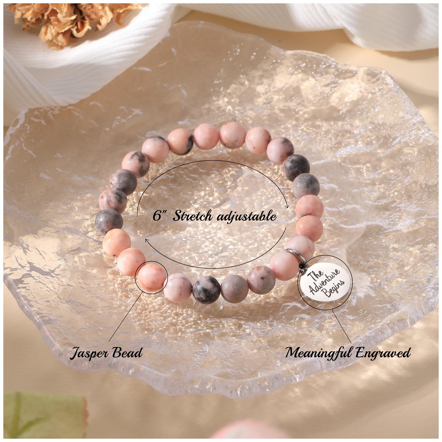 Sistble College Graduation Gifts 2026, Class of 2026 Graduation Bracelet Jasper Beaded Bracelets for Women High School 8th 5th Grade Sister Bestie Gifts Jewelry