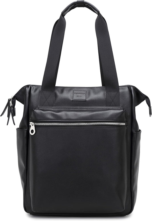 Backpack 14-Inch Commuting, Kah&Kee Leather Convertible Tote for Women & Men | Laptop Diaper Bag, Office Work, Ideal