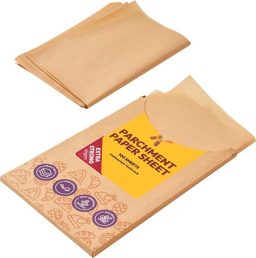 Katbite Parchment Paper Sheets - 16x24 Inch Non-Stick Precut Baking Paper, 100 Pcs Unbleached Liners