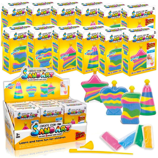 Liberty Imports Sand Art Kits for Kids - Create Your Own Colored Sand Art, Includes Bottles, Funnels, Sticks, Bags of Sand for Arts and Crafts, Schools, Birthday Party Favors Bulk (12 Pack)