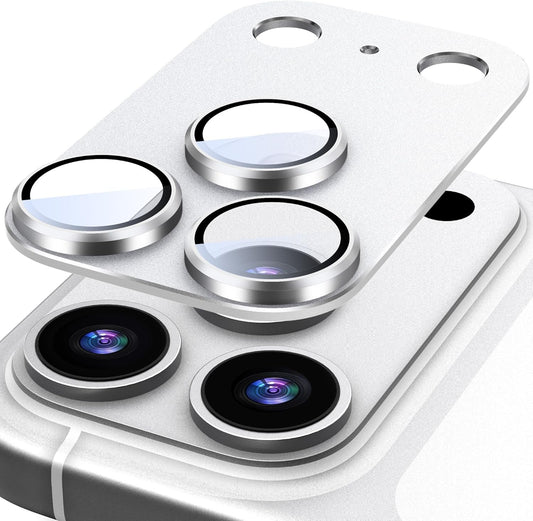 17 Suoman for iPhone Pro Max Camera Lens Protector, [All-in-one Frosted] [Strong-Adhesion] Metal Frame Tempered Glass