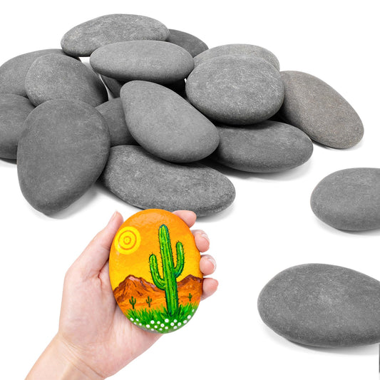 Simetufy 45Pcs Large Rocks for Painting 3-4inch Natural River Stones for DIY, Art & Crafts, Smooth Flat Rock Bulk for Adults, Children, Kindness Rocks Garden Decoration