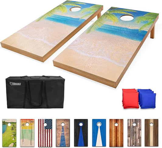 GoSports 4 x 2 ft Regulation Size Wood Cornhole Boards - 10 Vintage Wood Designs (Choose Your Style)