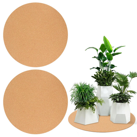 HSSZXFR 2pcs 16 Inch Large Cork Plant Mats, Round Waterproof Cork Coaster for House Plants Indoor Outdoor, Insulation Planter Base Mats for Floor Protection, Anti-Slip