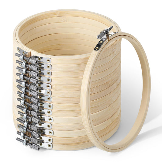 20 Pieces 6 Inch Round Embroidery Hoops Bulk Bamboo Frame Circle Cross Stitch Hoop Ring for Embroidery Art Craft Sewing