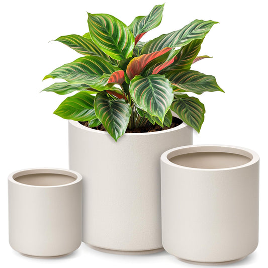 homenote Flower Pots 13.2/10.5/8.5 Inch,Large Plant Pots Indoor with Drainage,Plastic Pots for Plants,Garden Pots for Outdoor,Large Planters for Indoor Plants,Big Plastic Planter,White(3 Pcs)