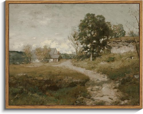 InSimSea Framed Canvas Wall Art - Vintage Rural Path Landscape Print | 11"x14" Farmhouse Decor