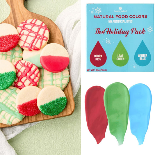 Skiennix Dye Free Christmas Food Coloring Set - 3 Natural Colors (Berry Kiss Red, Leaf Green, Winter Blue) | Perfect for Baking, Frosting & Desserts