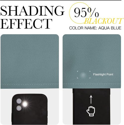 NICETOWN Modern Blackout Curtains - Noise Reducing Thermal Insulated Drapes, Greyish Blue, 2 Panels, W55 x L102-Inch