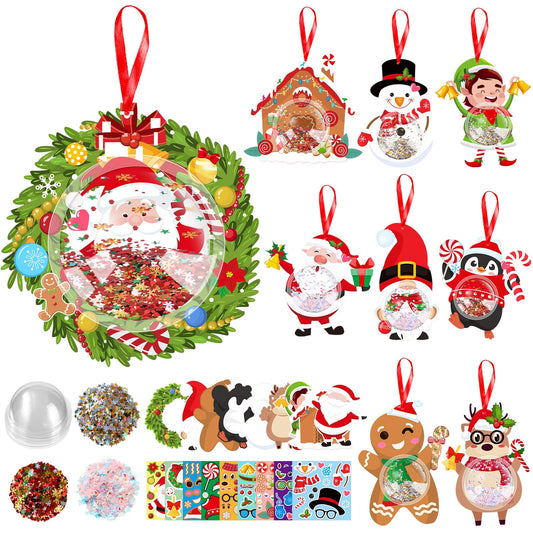Blosssound 27 Set Christmas Craft Kits - Make Your Own Xmas Ornament Kit With Sticker Glitter Santa Snowman Elk Gnome - Party Decorations Home Holiday Handcraft Activities
