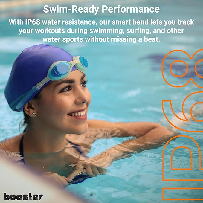 Booster Smart Bracelet, Wearable Activity & Fitness Tracker Band, 24H Sleep Tracker, All-Day Continuous Heart Rate Blood Pressure Stress HRV Monitor, 120+ Sport Modes Smart Wristband, Silicone Black