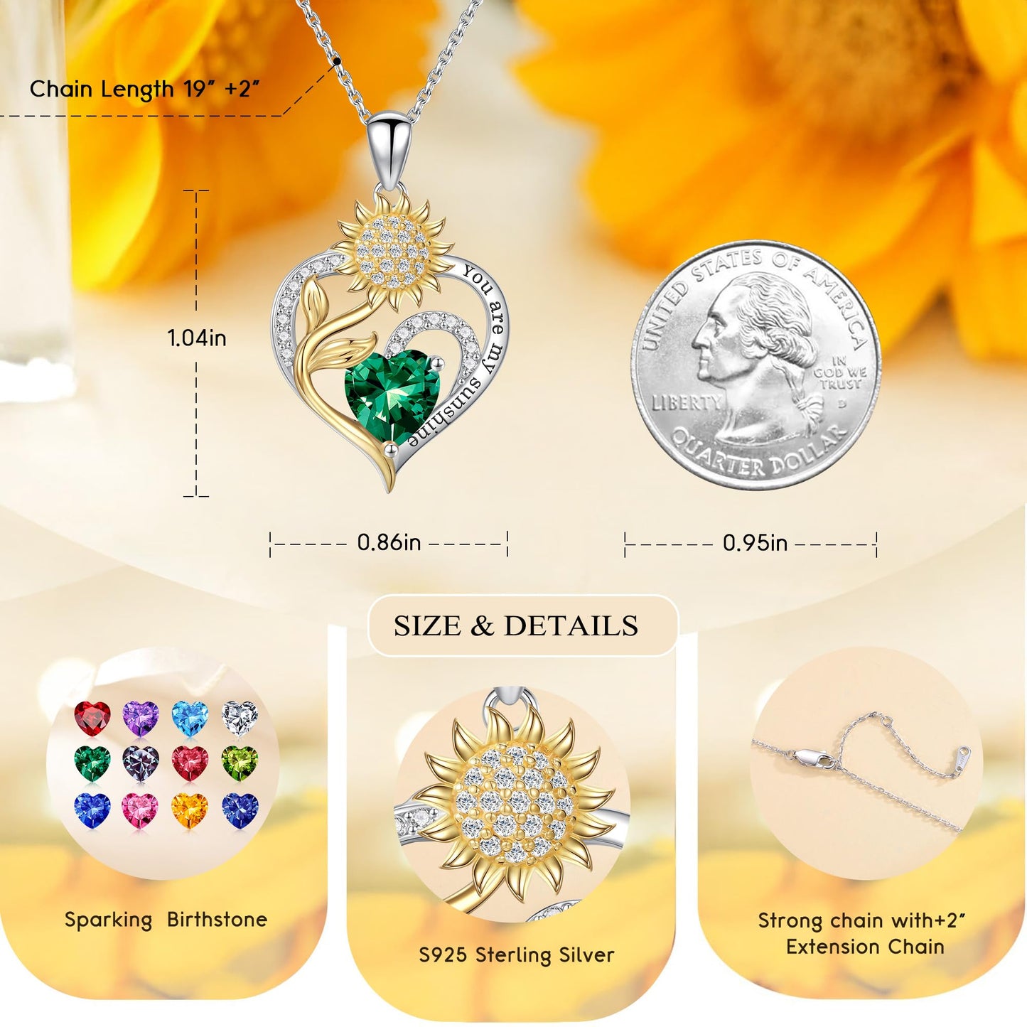 Iefil Sunflower Gifts for Women - Sunflower Necklace February Simulated Amethyst Necklace Anniversary Valentine's Day Jewelry Gifts Birthstone Jewelry for Women Wife Her