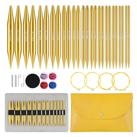 Stithoo Interchangeable Circular Knitting Needles Set, 13 Pairs (3mm-10mm) US 2.5-15 with 16, 24, 32, 40 Inch Cables, Accessories and Case for Knitting Hats, Sweaters, Shawls, Blankets