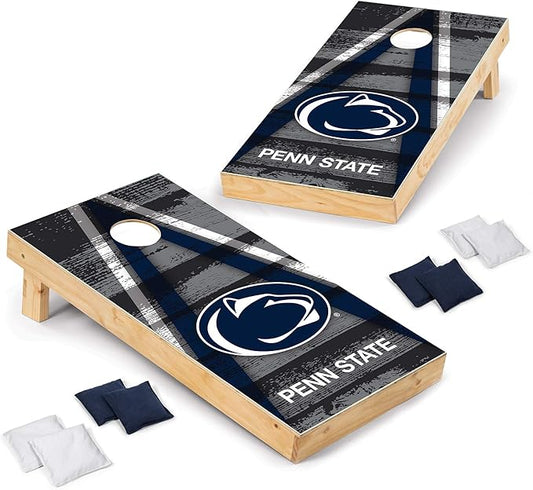 Wild Sports NCAA College 2' x 4' Wood Direct Print Tournament Cornhole Set, 8 Bean Bags, Vintage Triange Design - Tailgate, Outdoor, Backyard