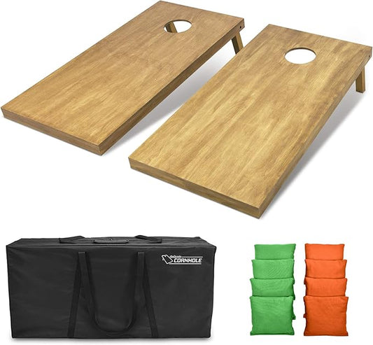 GoSports 4 ft x 2 ft Regulation Size Wooden Cornhole Boards Set - Includes Carrying Case - Full Regulation Size Bean Bag Toss Boards