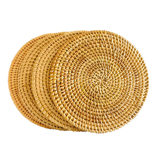 100% Natural Handwoven Rattan Trivets Set of 4-7.08 Inch Heat Resistant Woven Coasters, Mini Rattan Placemats for Hot Dishes, Boho Trivets Dupes Decorative Table Protectors for Home Wedding Gift