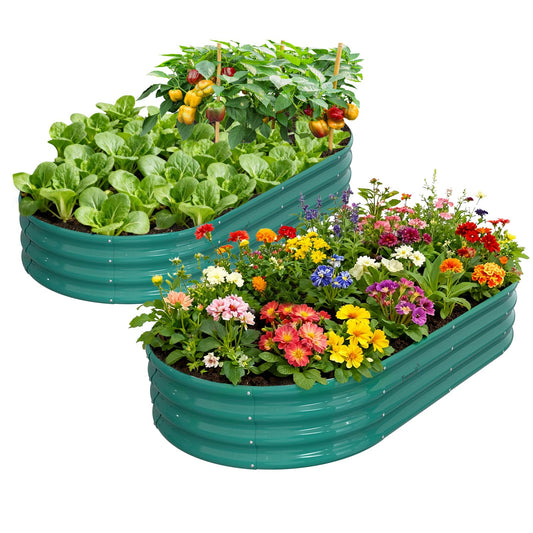 2 Pack 6x3x1ft Raised Garden Bed, 12" Tall Galvanized Metal Raised Beds for Gardening, Rust Resistant Elevated Garden Bed, Planters Box Kit for Outdoor Plants Vegetables Flowers Herbs Tomatoes, Green