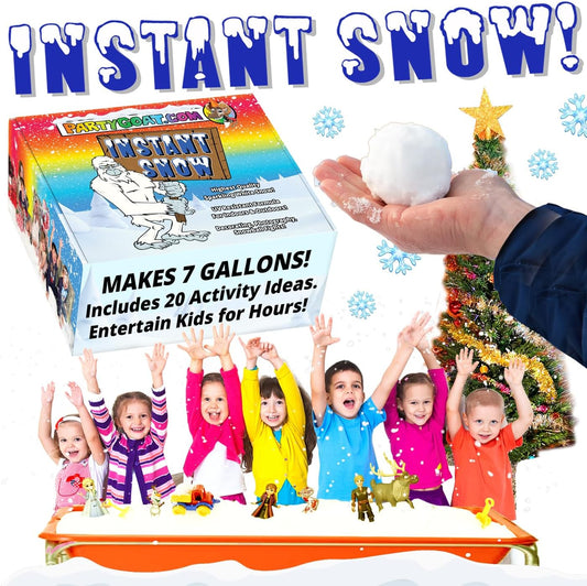 PARTY GOAT Instant Snow Powder - Create 7 Gallons of Fake Snow for Indoor & Outdoor Fun | 18oz