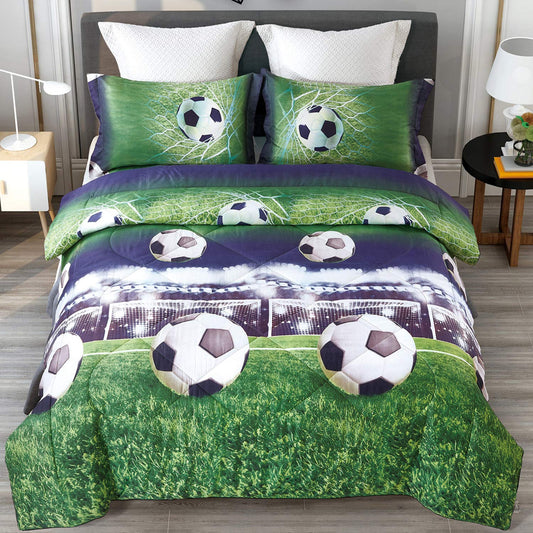 ENJOHOS Twin Comforter Set for Boys, 2 Pieces Twin Size Bedding Sets with Soccer Design, Lightweight Soft Microfiber Comforter with 1 Pillowcase for All Season