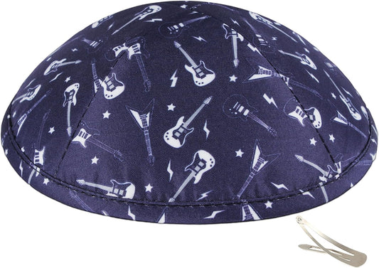 Zion Judaica Musical Kippahs - 6" Kippot with Music Notes & Instruments Design for Bar/Bat Mitzvahs