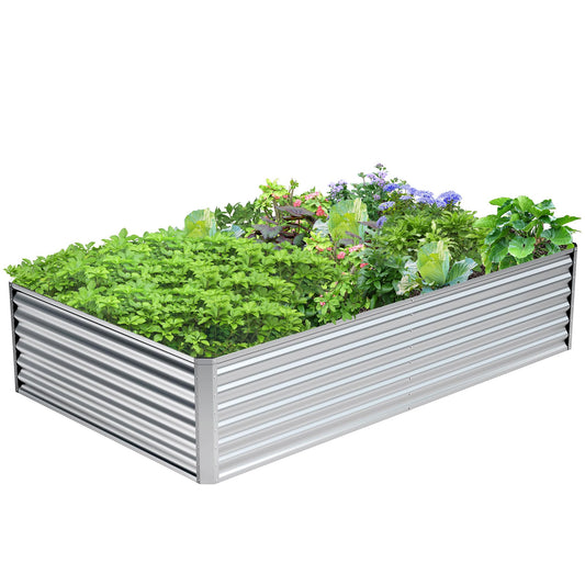 Ayen Guard 8x4x2FT Galvanized Raised Garden Bed,Galvanized Planter Boxes Outdoor, Large Metal Raised Garden Beds for Vegetables-Silver