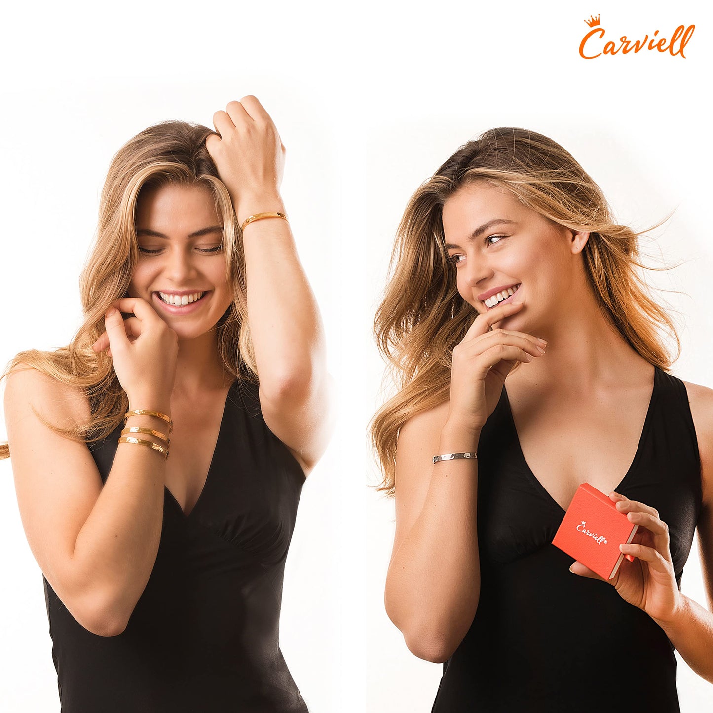 Carviell Gold Cuff Bracelets for Women, Funny Gifts for Women, for Mom, Best Friend, Engraved Cuff Jewelry