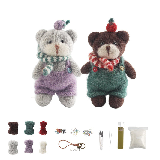 KNIMLY Knitting Kit for Beginners, Amigurumi Style Teddy Bear with Knitting Needles (Not Crochet), All-in-One DIY Creative Idea for Adults & Teens with Step-by-Step Instructions