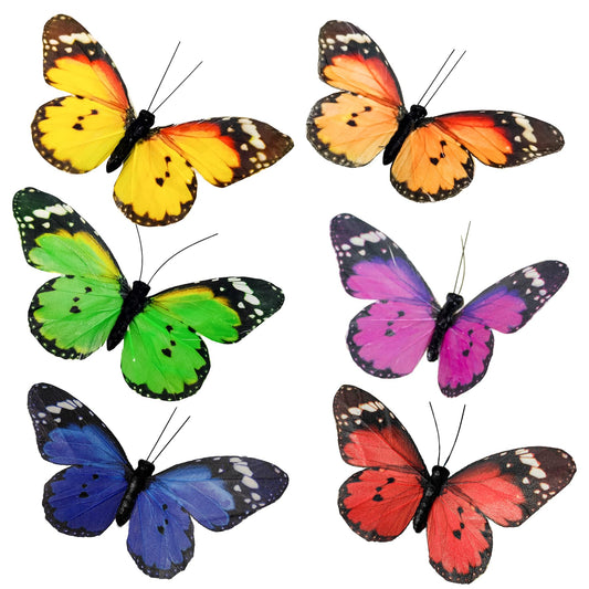 Berfutall- Feather Butterfly Decorations Set of 12 with Wire Butterflies for Crafts Decorative Monarch Butterfly 4.7×2.7in Home Garden Decoration